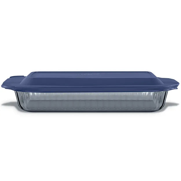 Pyrex® Colors Sculpted Tinted 9" x 13" Baking Dish with Plastic Lid, Smoke