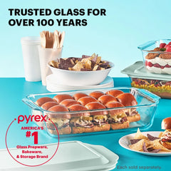 Pyrex® Deep 9 x 13" Rectangular Glass Baking Dish with Blue Lid