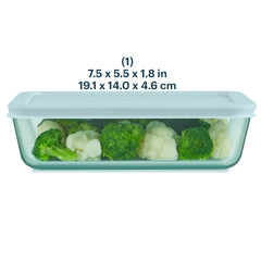 Pyrex® Simply Store® Tinted Glass 6-cup Rectangle Storage Container with Lid, Aqua