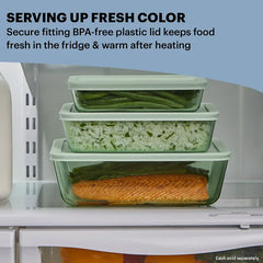 Pyrex® Simply Store® Tinted 6-cup Rectangle Storage with Green Plastic Lid